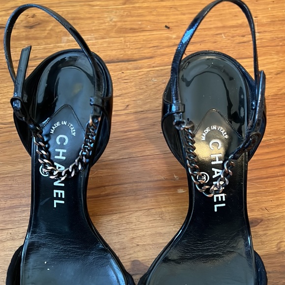 Chanel Black Ankle Strap Heels 39.5 - Picture 4 of 10